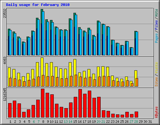 Daily usage for February 2010