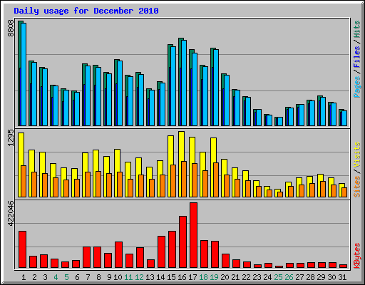 Daily usage for December 2010